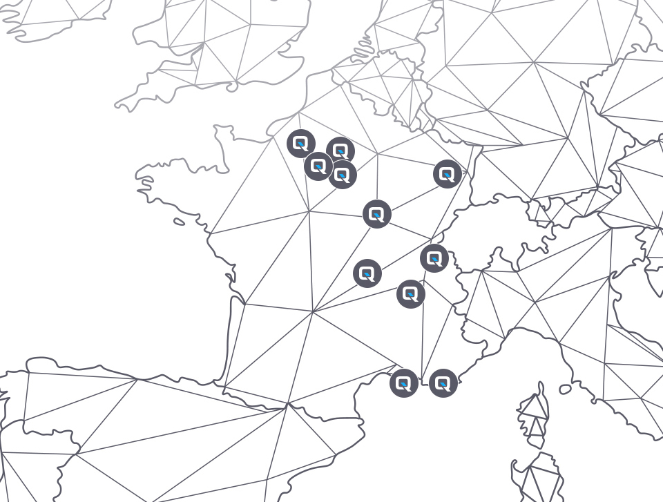 Carte Qommute réseaux de transport public urbains européens